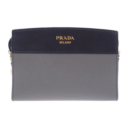 Prada Esplanade Bag 1bh043 Shoulder Bag Saffiano Gray Black Ladies [AB Rank