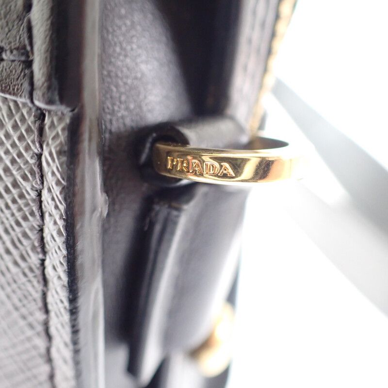 Prada Esplanade Bag 1bh043 Shoulder Bag Saffiano Gray Black Ladies [AB Rank