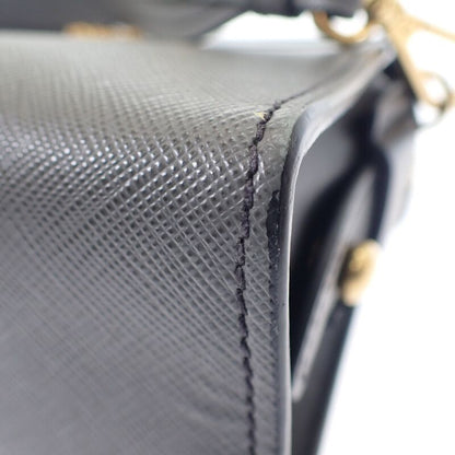Prada Esplanade Bag 1bh043 Shoulder Bag Saffiano Gray Black Ladies [AB Rank