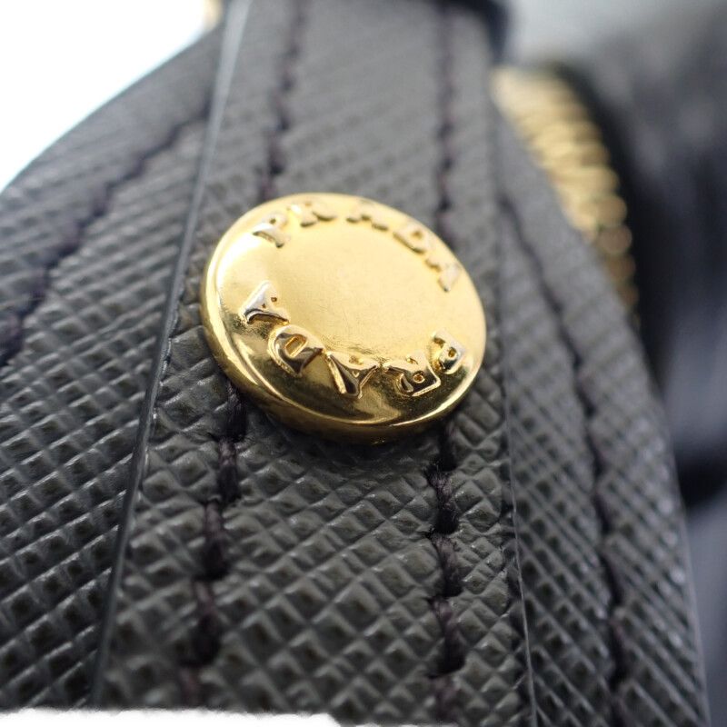 Prada Esplanade Bag 1bh043 Shoulder Bag Saffiano Gray Black Ladies [AB Rank