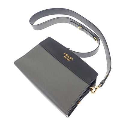 Prada Esplanade Bag 1bh043 Shoulder Bag Saffiano Gray Black Ladies [AB Rank