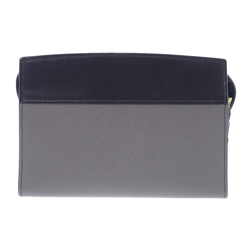 Prada Esplanade Bag 1bh043 Shoulder Bag Saffiano Gray Black Ladies [AB Rank