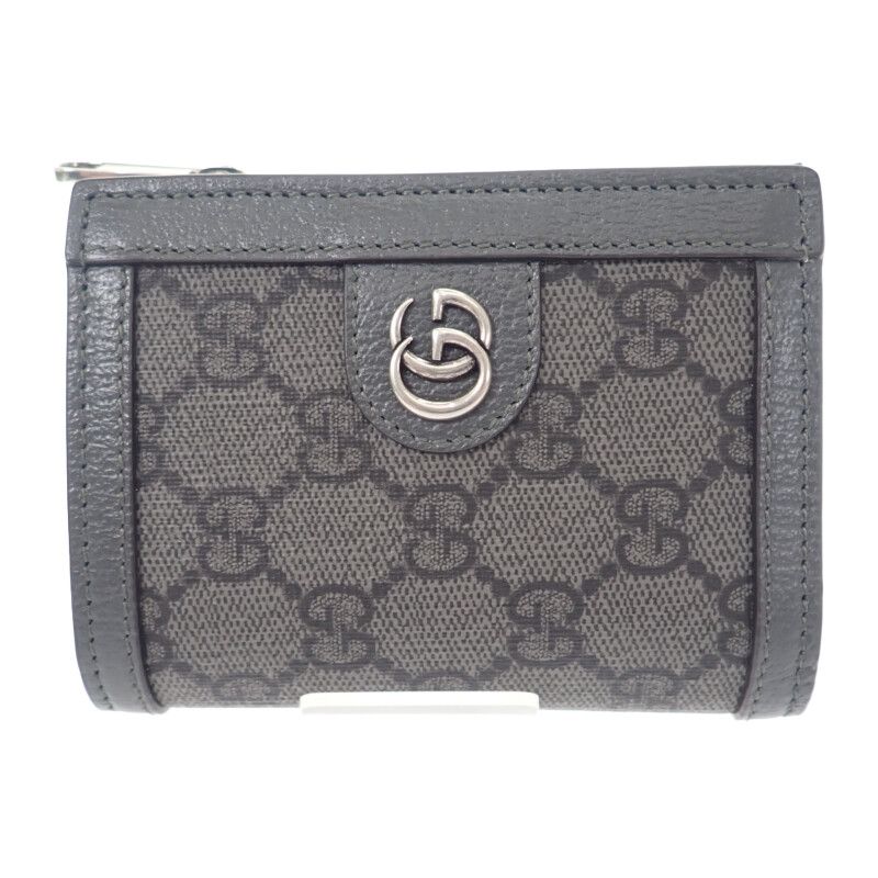 Gucci GG Coin Wallet 760238 Bifold Wallet GG Supreme Canvas Leather Gray Men
