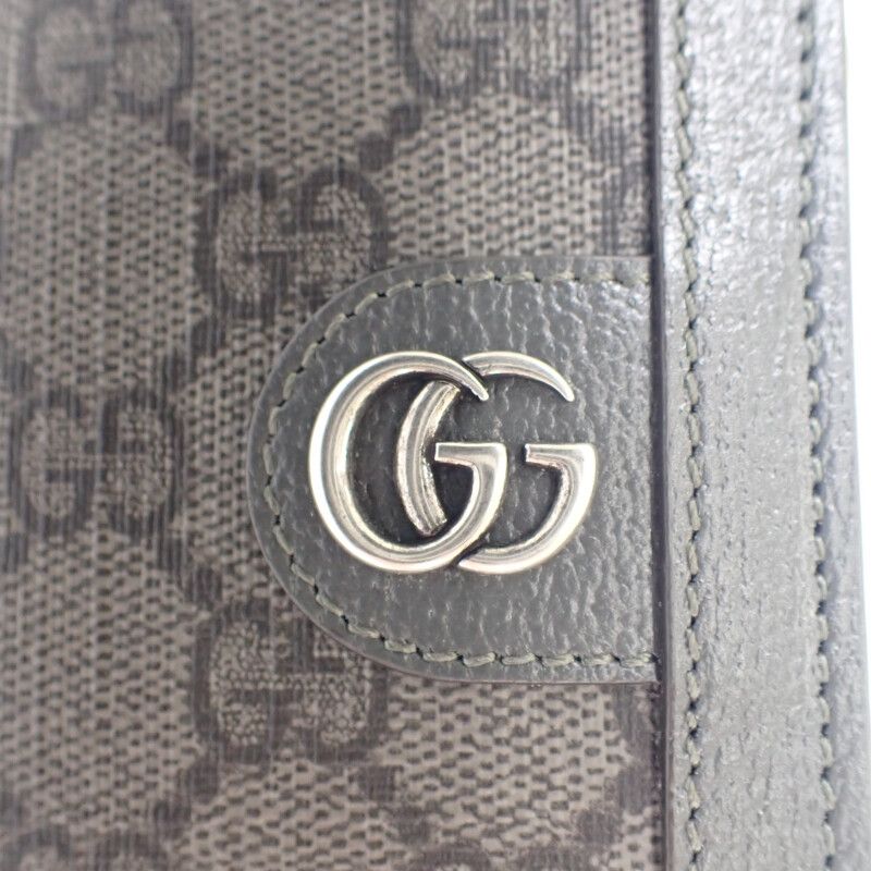Gucci GG Coin Wallet 760238 Bifold Wallet GG Supreme Canvas Leather Gray Men