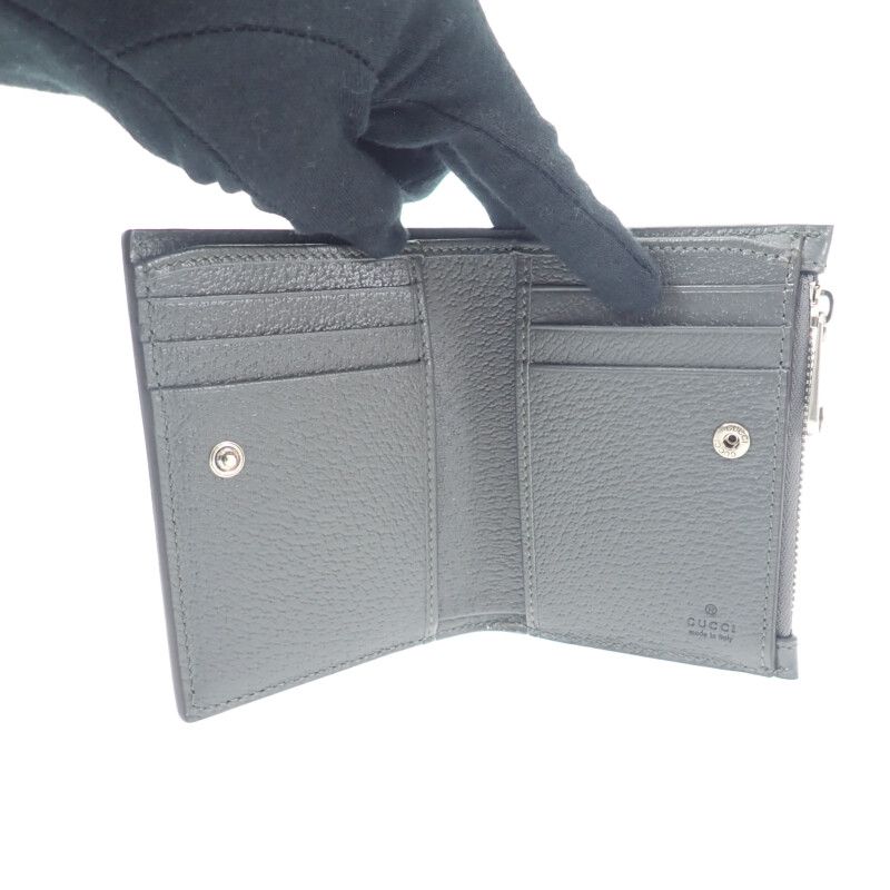 Gucci GG Coin Wallet 760238 Bifold Wallet GG Supreme Canvas Leather Gray Men