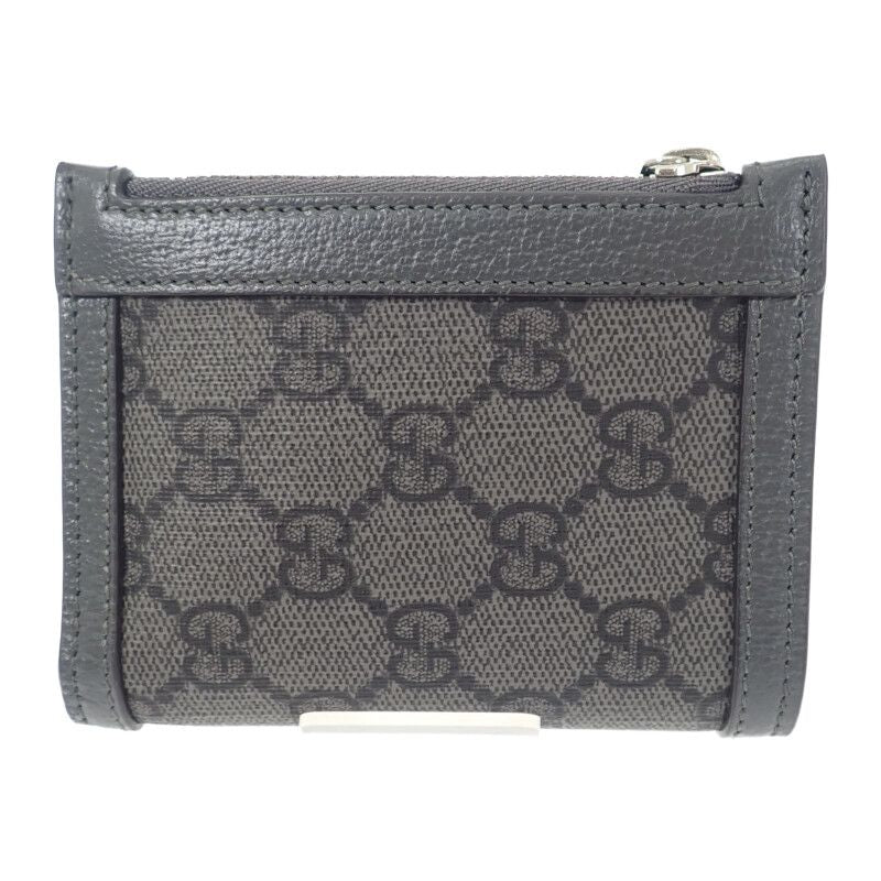 Gucci GG Coin Wallet 760238 Bifold Wallet GG Supreme Canvas Leather Gray Men