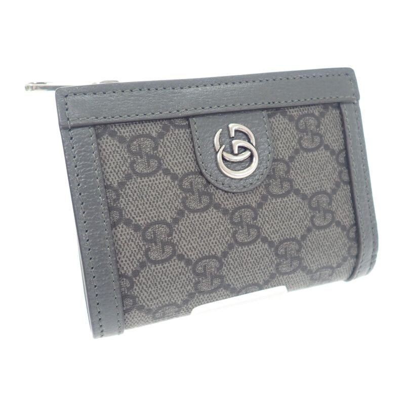 Gucci GG Coin Wallet 760238 Bifold Wallet GG Supreme Canvas Leather Gray Men