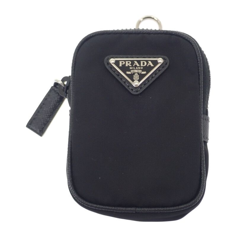 Prada Re-nylon 2vh133 Shoulder Bag Nylon Saffiano Black Silver Hardware Ladies