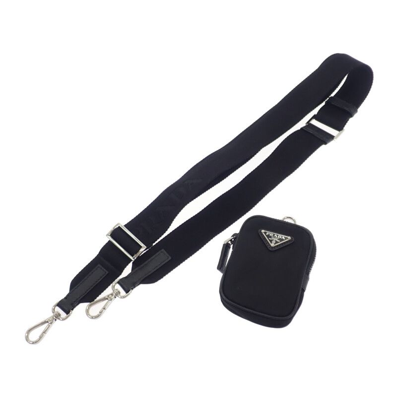 Prada Re-nylon 2vh133 Shoulder Bag Nylon Saffiano Black Silver Hardware Ladies