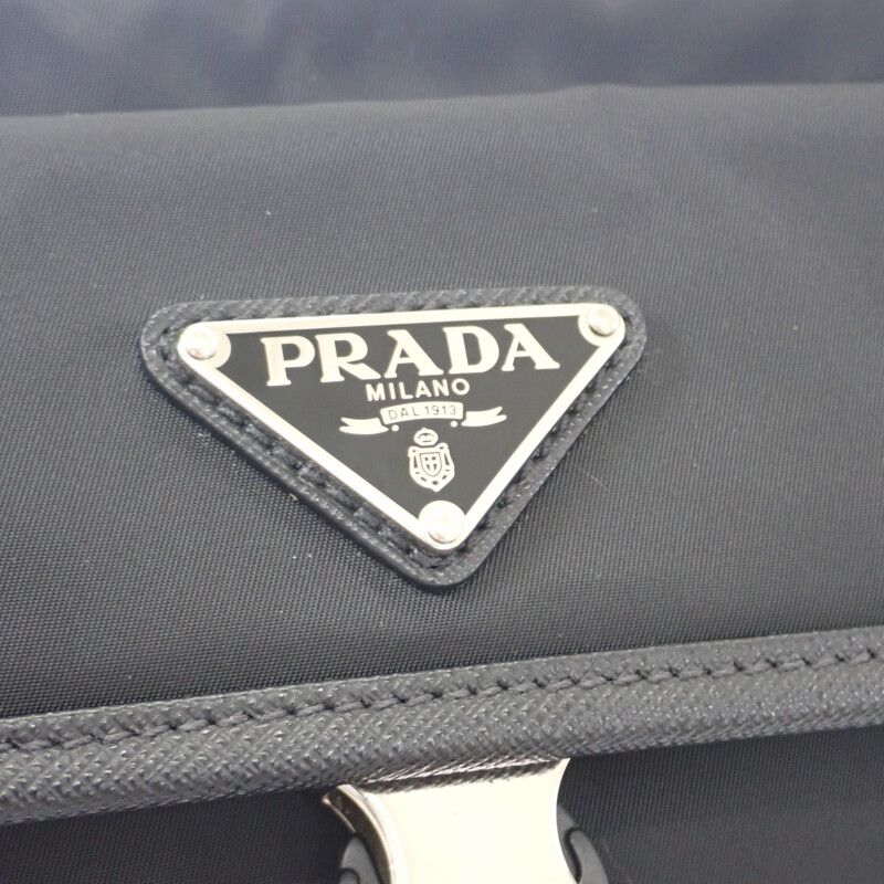 Prada Re-nylon 2vh133 Shoulder Bag Nylon Saffiano Black Silver Hardware Ladies