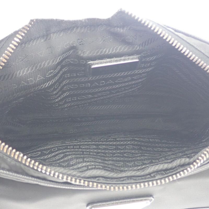 Prada Re-nylon 2vh133 Shoulder Bag Nylon Saffiano Black Silver Hardware Ladies