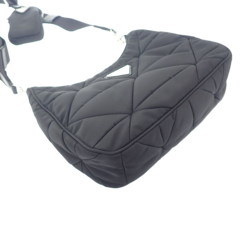 Prada Padette Nylon 1bc151 Shoulder Bag Black Silver Hardware Women's Gift