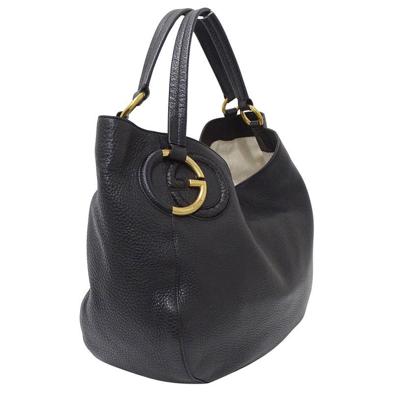 Gucci Bag Women's Brand Tote Shoulder Bag Interlocking G Leather Black 309531