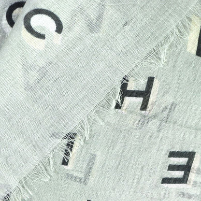 CHANEL 2021 21B Coco Mark Logo Allover Cashmere Silk Scarf Shawl Grayish Made