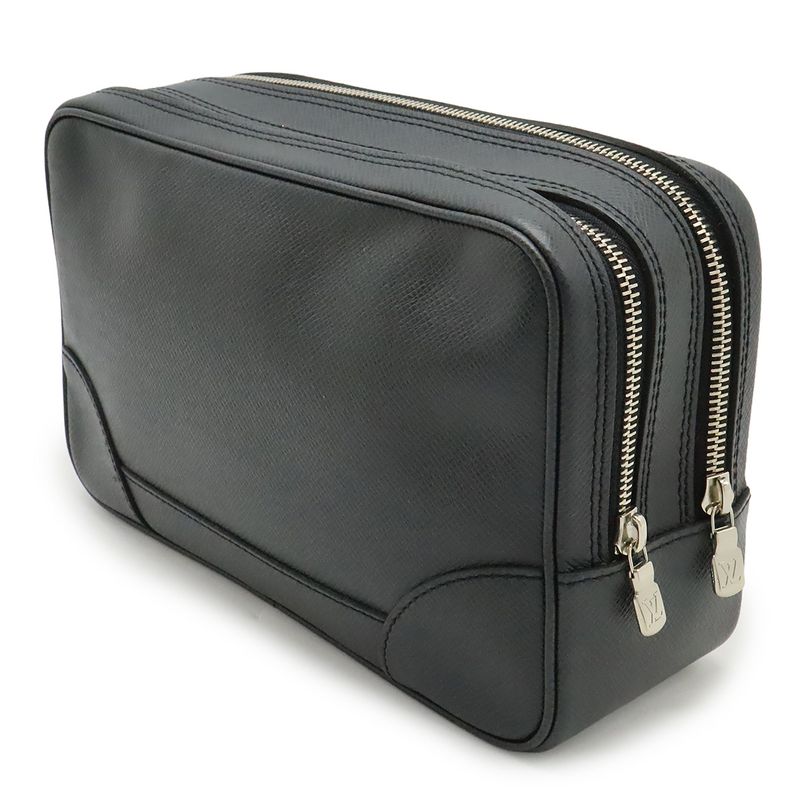 Louis Vuitton Taiga Pavel Second Bag Clutch Bag Leather Ardoise Black Silver