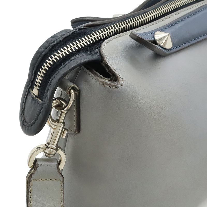 Fendi BY THE WAY By The Way Medium Handbag 2WAY Shoulder Bag Leather Blue Grey