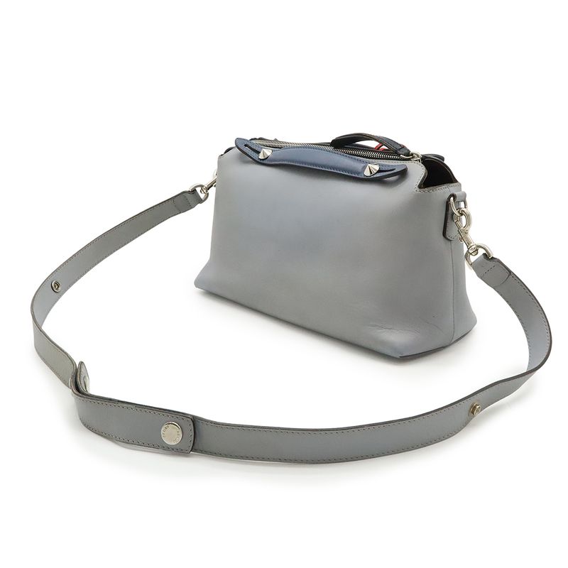 Fendi BY THE WAY By The Way Medium Handbag 2WAY Shoulder Bag Leather Blue Grey