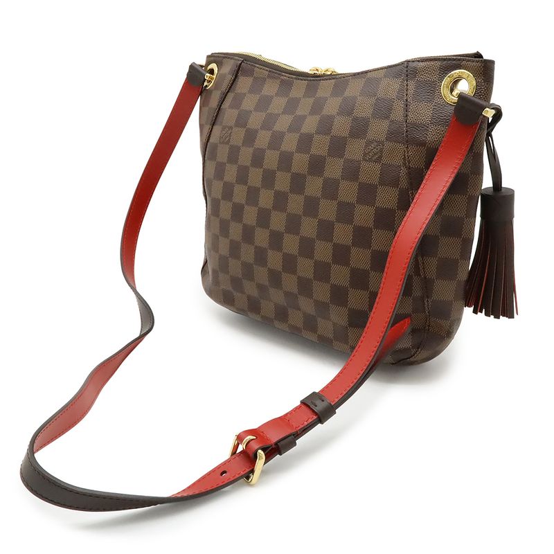 Louis Vuitton Damier South Bank Shoulder Bag Crossbody Fringe Tassel Charm