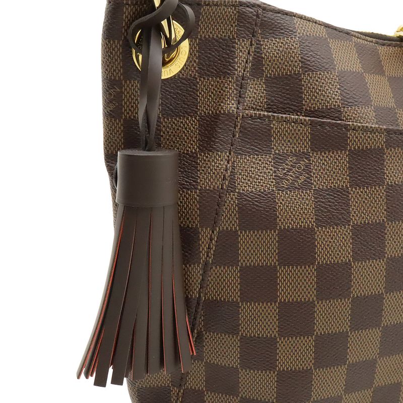Louis Vuitton Damier South Bank Shoulder Bag Crossbody Fringe Tassel Charm