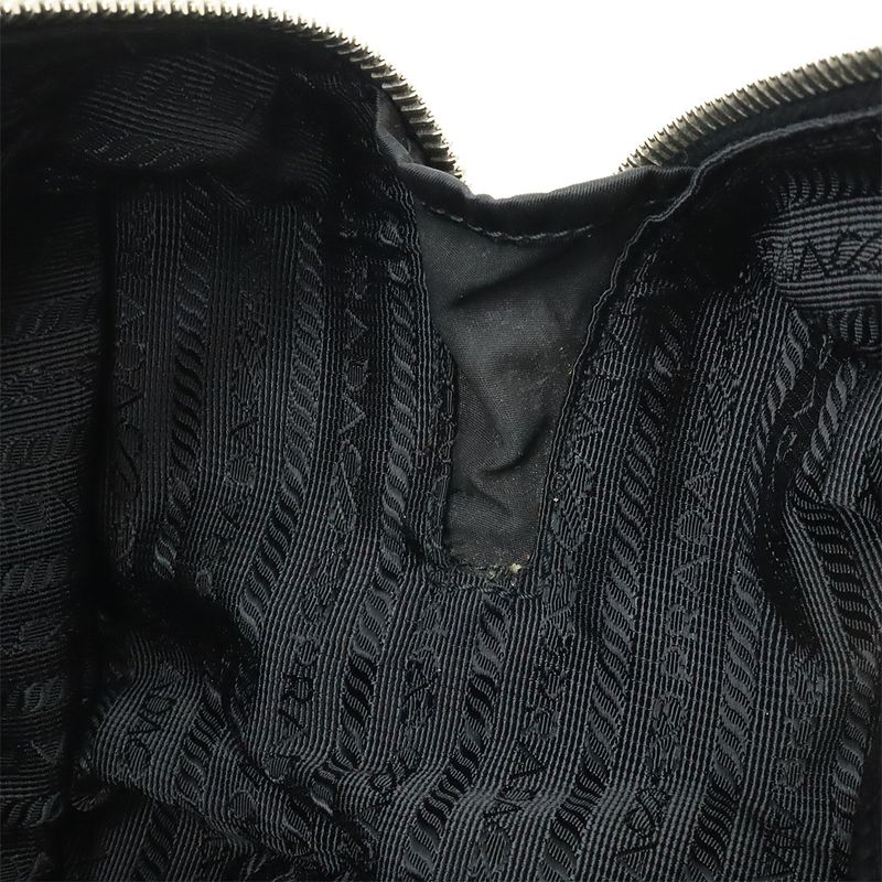 Prada Logo Jacquard Triangle Logo Second Bag Clutch Bag Multi Pouch Nylon NERO