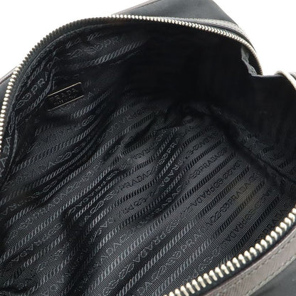 Prada Logo Jacquard Triangle Logo Second Bag Clutch Bag Multi Pouch Nylon NERO