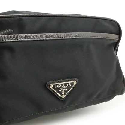 Prada Logo Jacquard Triangle Logo Second Bag Clutch Bag Multi Pouch Nylon NERO