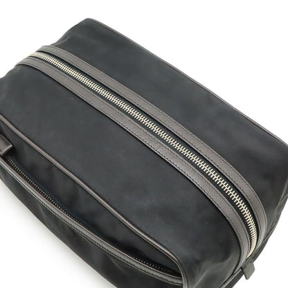 Prada Logo Jacquard Triangle Logo Second Bag Clutch Bag Multi Pouch Nylon NERO