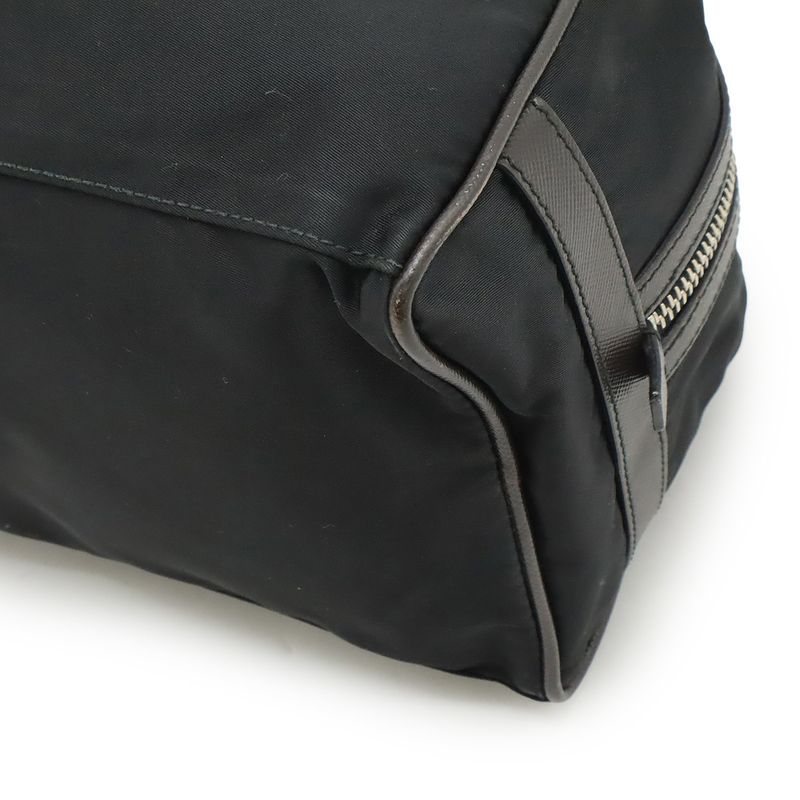 Prada Logo Jacquard Triangle Logo Second Bag Clutch Bag Multi Pouch Nylon NERO
