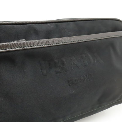 Prada Logo Jacquard Triangle Logo Second Bag Clutch Bag Multi Pouch Nylon NERO