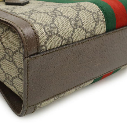 Gucci Ophidia GG Small Tote Handbag 2WAY Shoulder Bag PVC Leather Beige Mocha