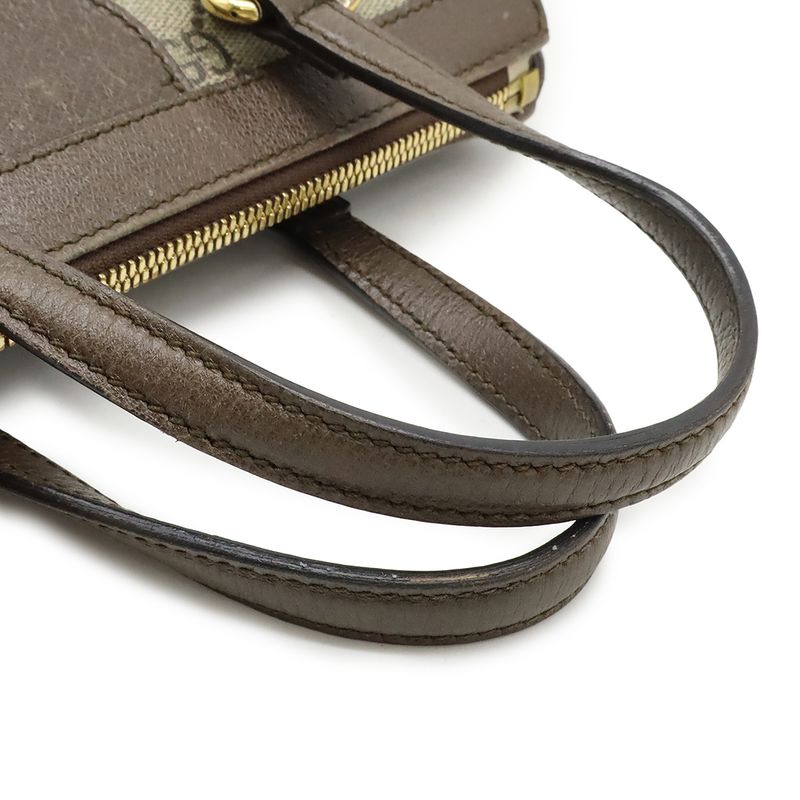 Gucci Ophidia GG Small Tote Handbag 2WAY Shoulder Bag PVC Leather Beige Mocha