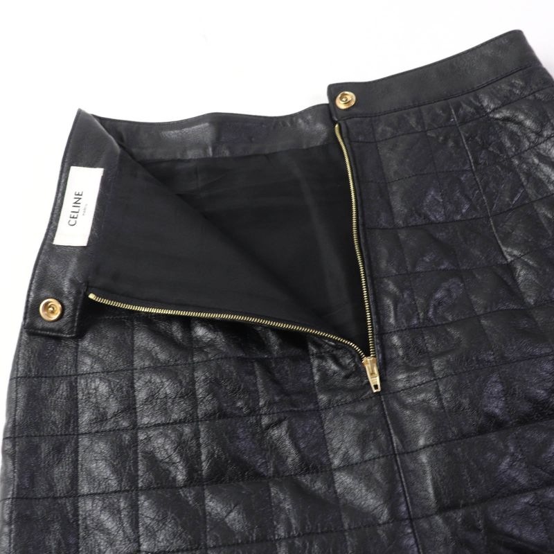 Celine 2h251978e Horse Carriage With Hardware Quilted Leather Miniskirt With