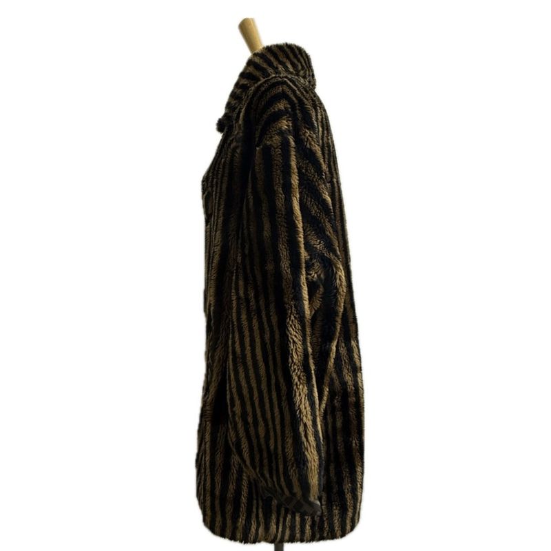 Fendi Long Coat Zucca Pecan Acrylic Brown