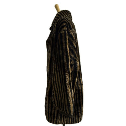Fendi Long Coat Zucca Pecan Acrylic Brown