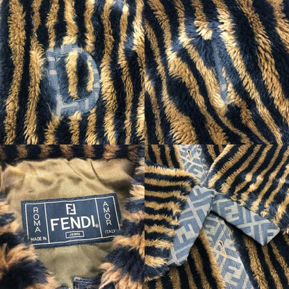 Fendi Long Coat Zucca Pecan Acrylic Brown