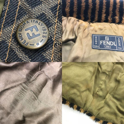 Fendi Long Coat Zucca Pecan Acrylic Brown