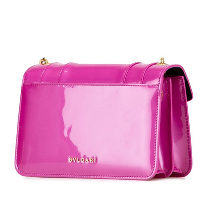 Bulgari Serpenti Forever Chain Shoulder Bag Shocking Pink Enamel Leather Women