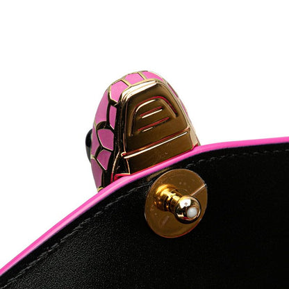 Bulgari Serpenti Forever Chain Shoulder Bag Shocking Pink Enamel Leather Women