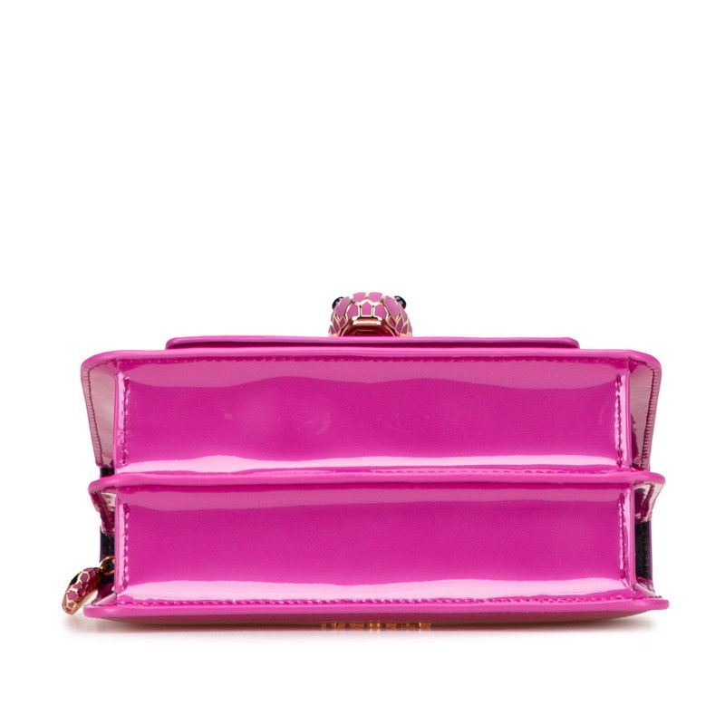 Bulgari Serpenti Forever Chain Shoulder Bag Shocking Pink Enamel Leather Women
