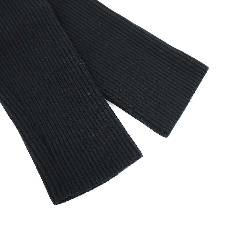 Chanel Ribbed Pleated Wool Knit Dress P59747k07800 Black 36