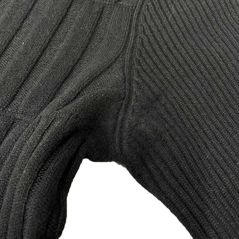 Chanel Ribbed Pleated Wool Knit Dress P59747k07800 Black 36