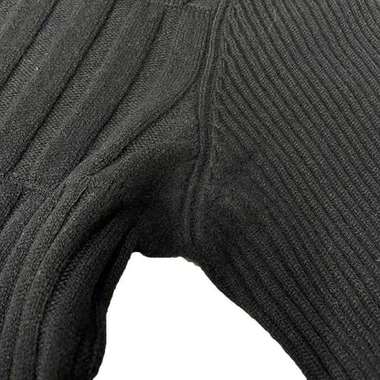 Chanel Ribbed Pleated Wool Knit Dress P59747k07800 Black 36