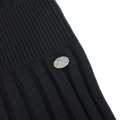 Chanel Ribbed Pleated Wool Knit Dress P59747k07800 Black 36