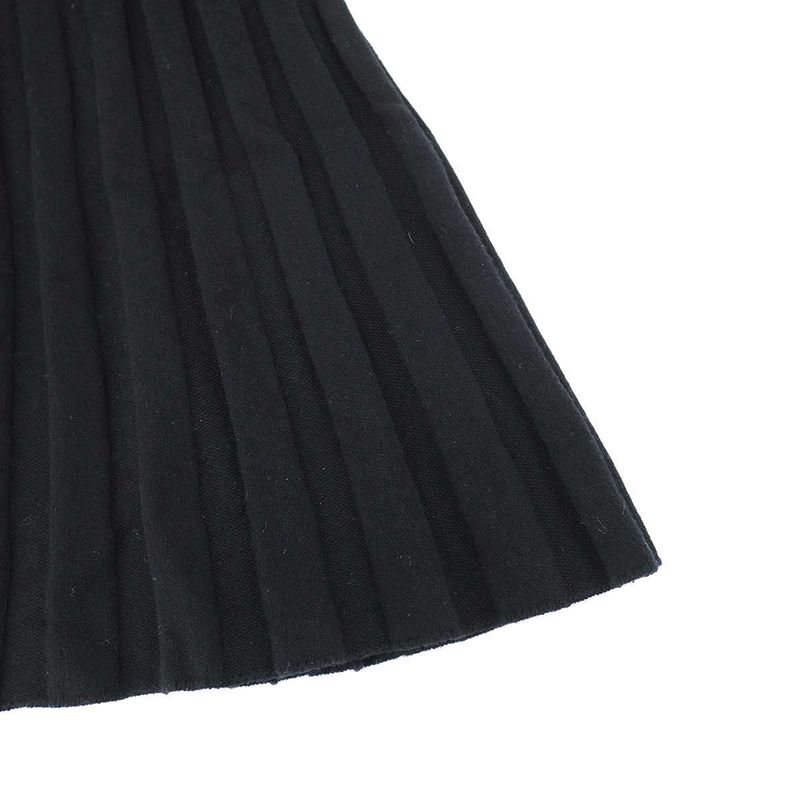Chanel Ribbed Pleated Wool Knit Dress P59747k07800 Black 36