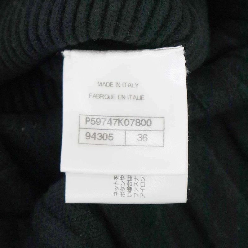 Chanel Ribbed Pleated Wool Knit Dress P59747k07800 Black 36