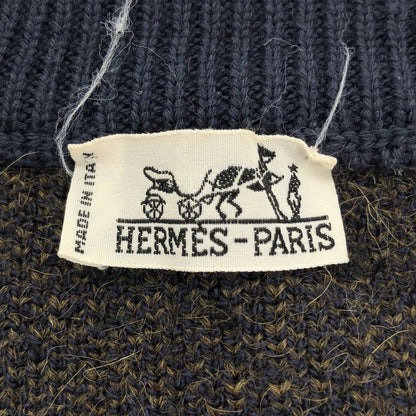 Hermes 1980's Alpaca Wool Knit Sweater Navy M