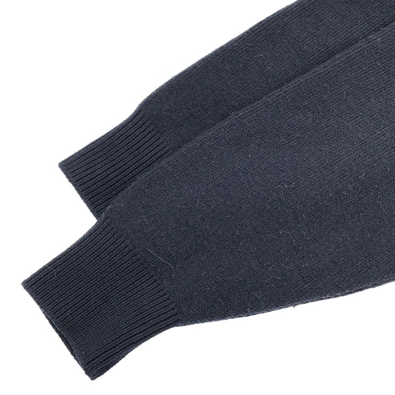 Hermes 1980's Alpaca Wool Knit Sweater Navy M
