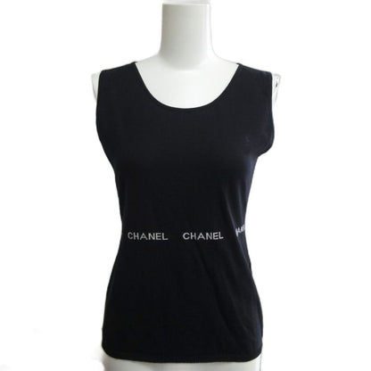 Chanel Vintage Sleeveless Cut And Sewn Jacquard Signature Knit Black - MNK2