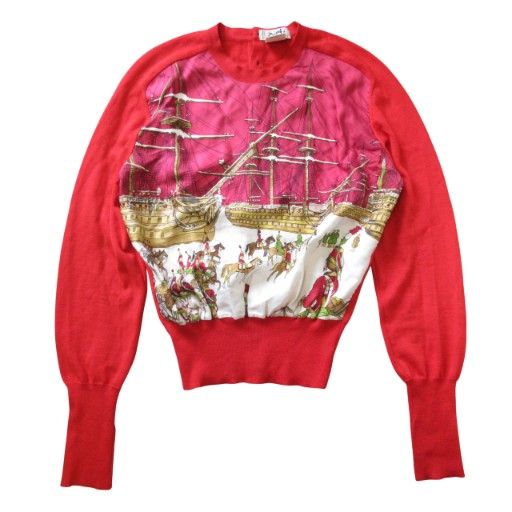 Hermes Twill Raine Marine Et Cavalerie Sea And Cavalry Knit Sweater Long