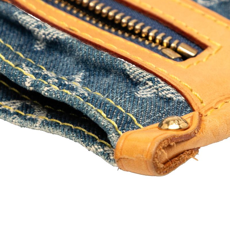 Louis Vuitton Monogram Denim Flat Shopper Handbag Tote Bag M95018 Indigo Blue